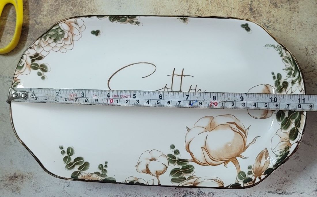 Dĩa xoài gốm sứ hoa văn Cotton 27CM