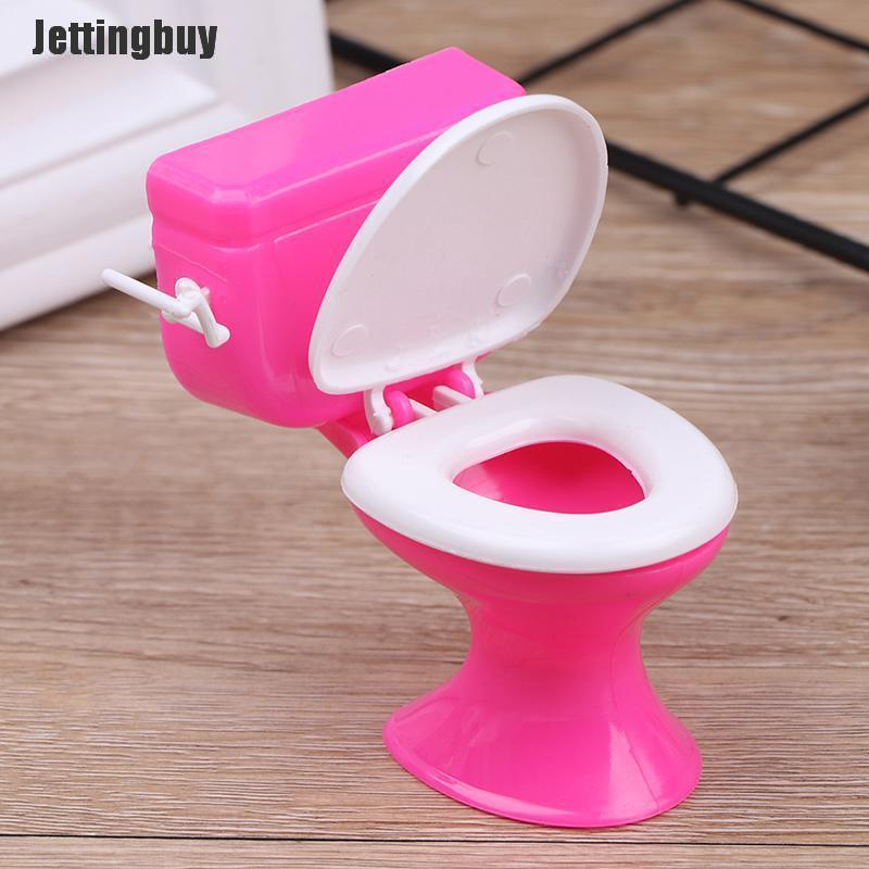 Jettingbuy Dollhouse Furniture Bathroom Toilet Doll House Miniature Baby Pretend Toys