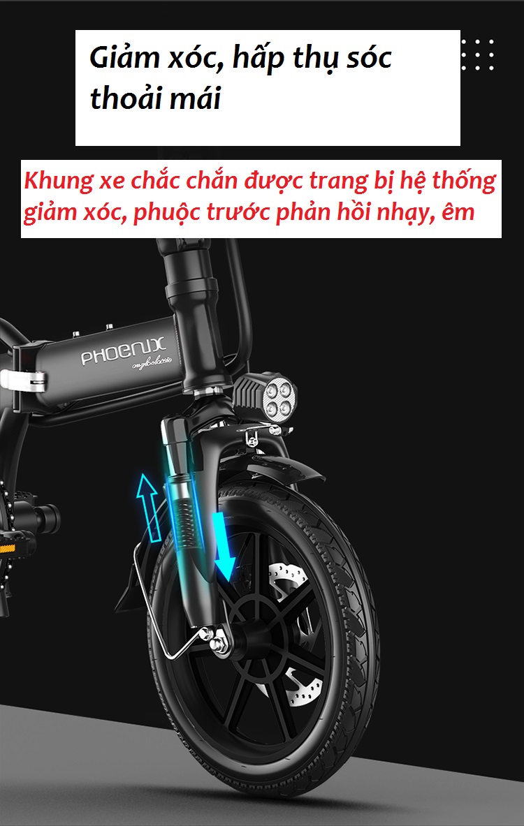 Xe điện gấp gọn Phoenix 30 km/ lần sạc, 25 km/ h