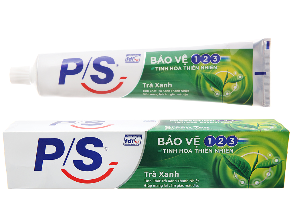 Kem đánh răng P/S Bảo vệ 123 Trà xanh 230g, kem đánh răng P/S, tinh chất trà xanh thanh nhiệt, mang lại cảm giác mát dịu, Bách hoá Minh Anh