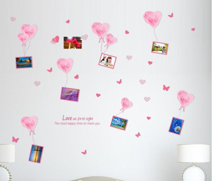 [HCM]Decal trang trí khung ảnh trái tim hồng