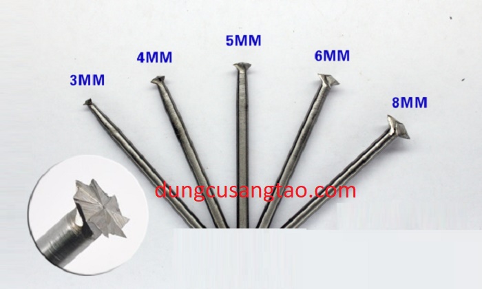 Điêu khắc gỗ cán 3mm (Gỗ lũa disc pin cán 3mm)/ Mũi điêu khắc tóc, vỏ sò, rễ cây