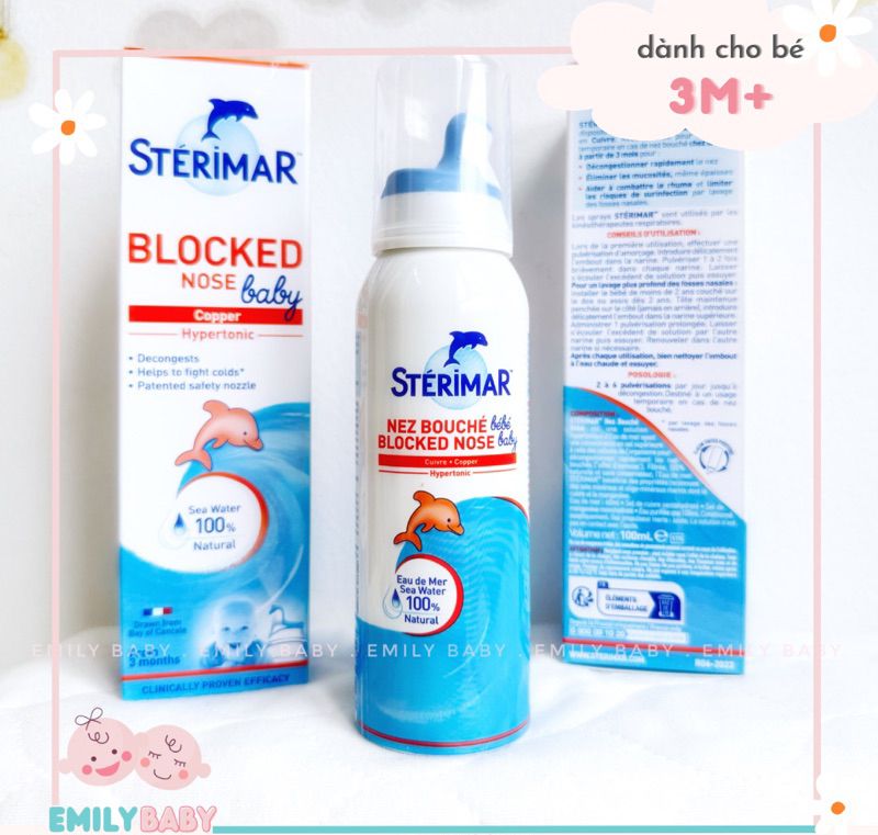 Xịt muối biển cá heo Sterimar Pháp cho bé 0m+ 100ml