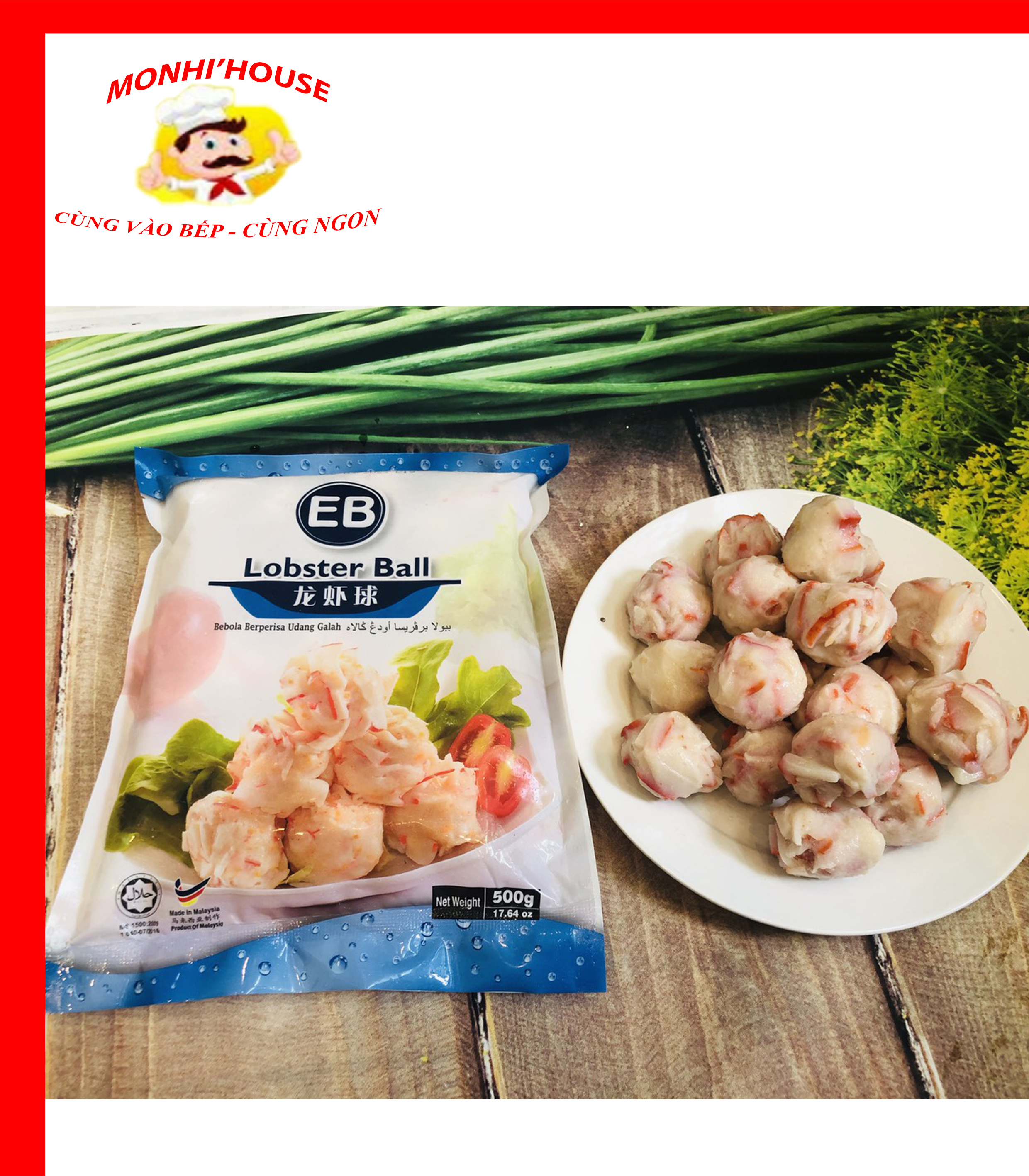 Gói 500g Tôm hùm viên thả lẩu EB