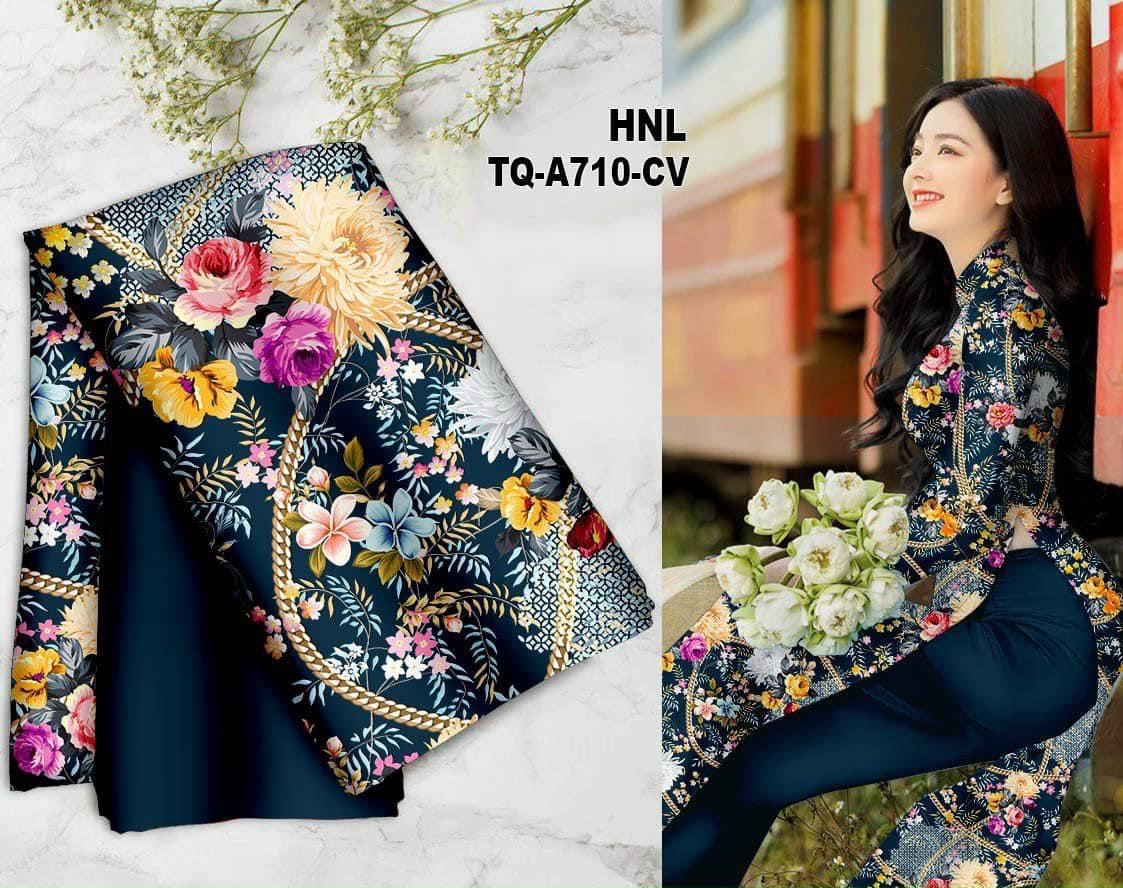 Vải áo dài hoa xinh hiện đại
