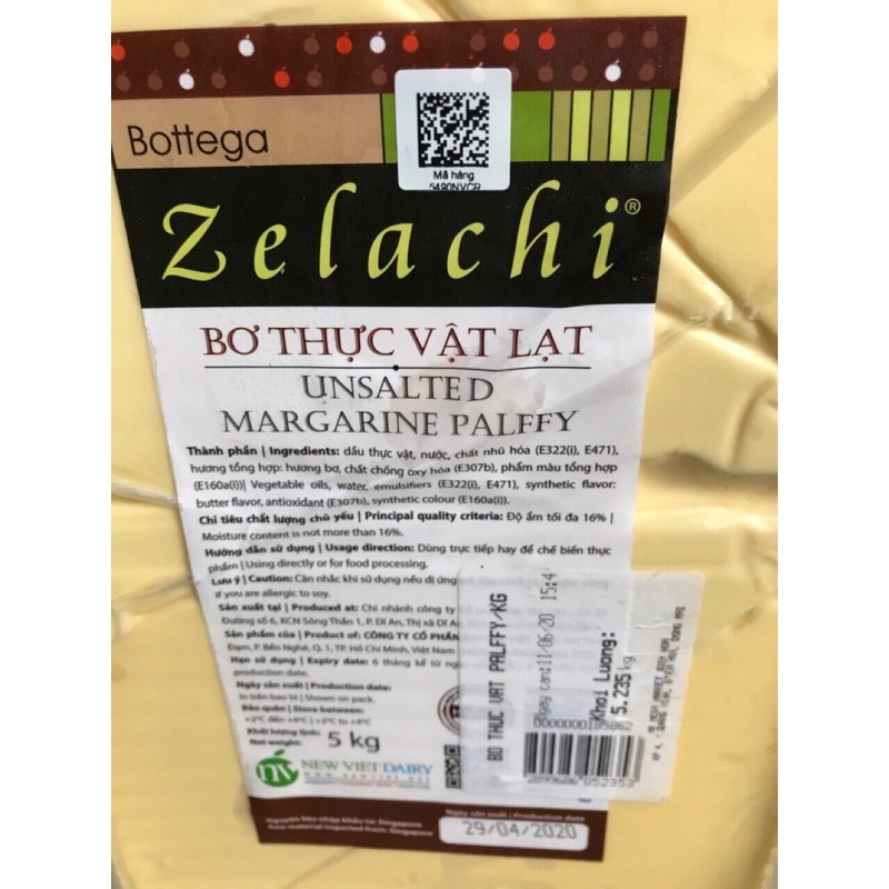 Bơ thực vật lạt Bottega Zelachi 1kg