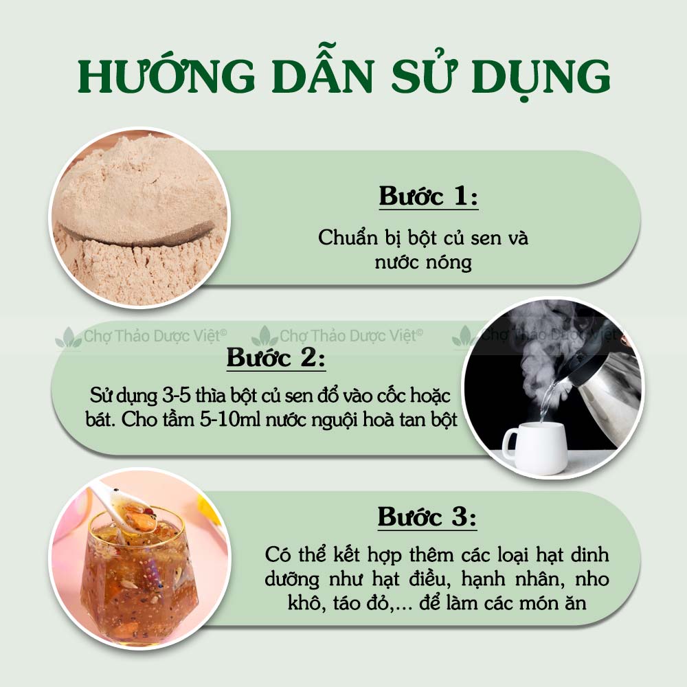 Bột củ sen nguyên chất 1Kg ( Bột củ sen dưỡng nhan, mix hạt dinh dưỡng phù hợp cho người ăn kiêng) - Chợ Thảo Dược Việt