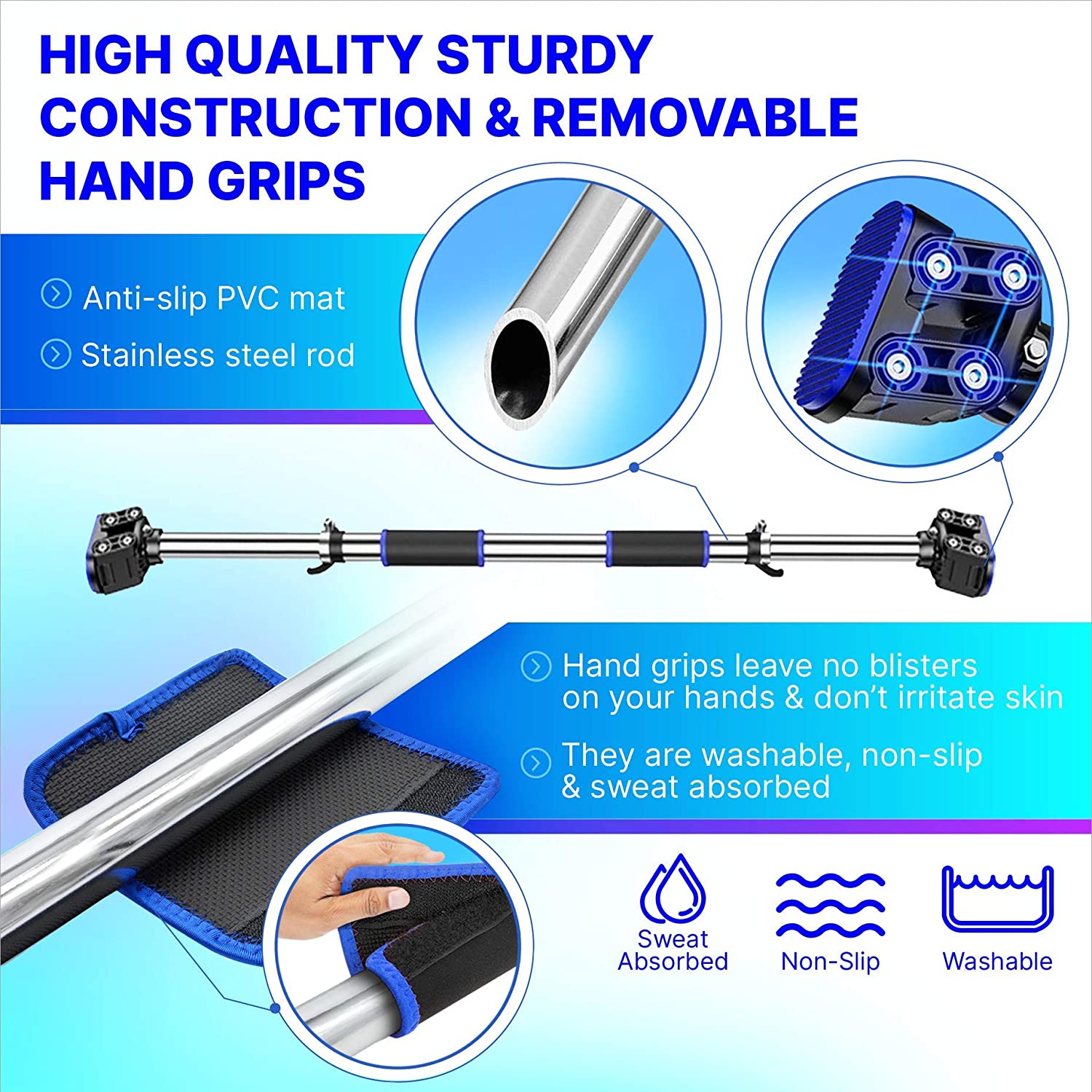 Pull Up Bar Doorway Exercise Equipment Wall Mounted Adjustable Width with Locking Mechanism Home Upper Body Chin Up Workout Fitness Gym for Men and Women dododios - Xà đơn treo cửa gắn tường không cần bắt vít  - Chính hãng dododios - Màu NGẪU NHIÊN