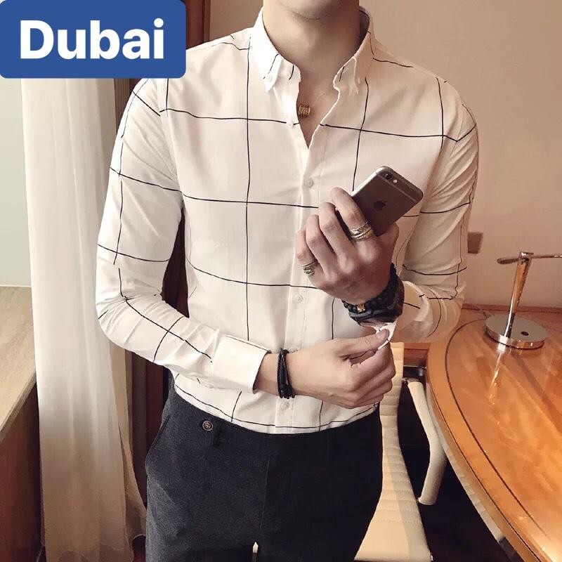ÁO SƠ MI LỤA NAM CHỐNG NHĂN XÁM TRẮNG ĐEN CARO SIÊU HOT DB-CB  CAO CẤP - DUBAI FASHION