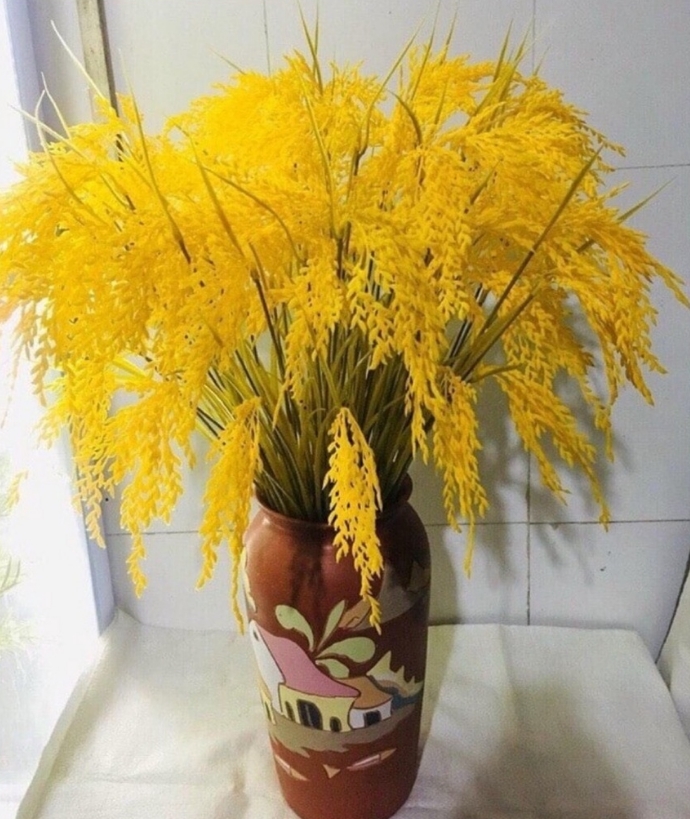 Cành lúa vàng trĩu bông size lớn-bông lúa giả decor - Thân lá vàng
