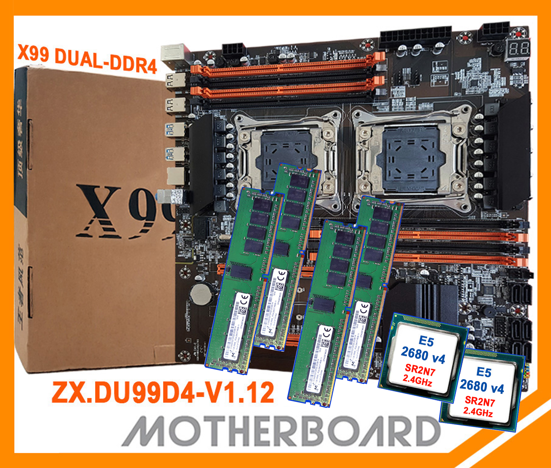 Combo Main Klirse X99 DUAL + Dual Xeon E5 V4 + RAM DDR4 REG ECC. Chuyên Game - Đồ Họa - Giả lập - Render. BH: 12 tháng.