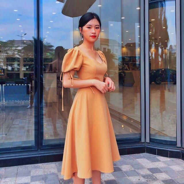 [HCM]Đầm kem xoè tay bồng