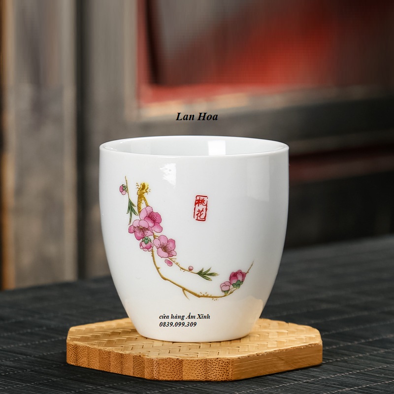 Chén sứ Cảnh Đức, sứ Bạch Định thấu quang 90 ml