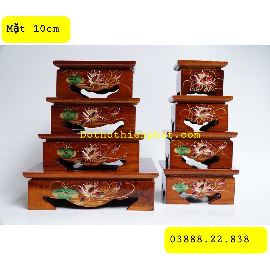 Kỷ,vuông ,đế bát hương,đôn gỗ tràm, hoa sen nổi 10cm ,12cm,14cm,16cm, 18cm ,20cm