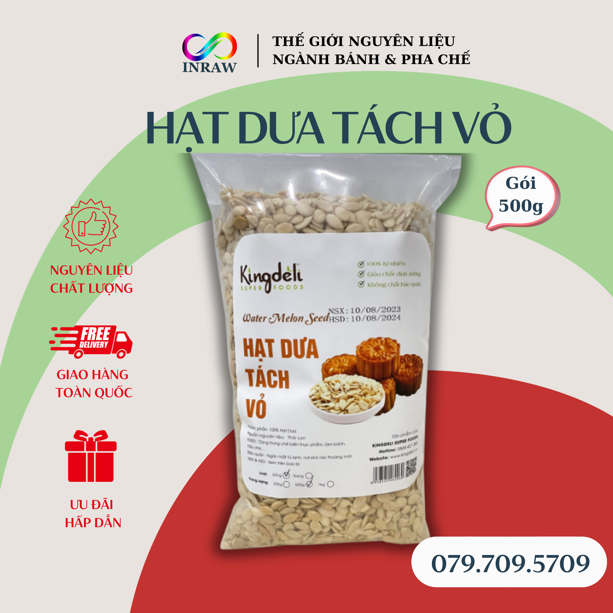 Hạt Dưa Tách Vỏ Trang Trí Và Làm Bánh (Túi 1kg) - Water Melon Seed