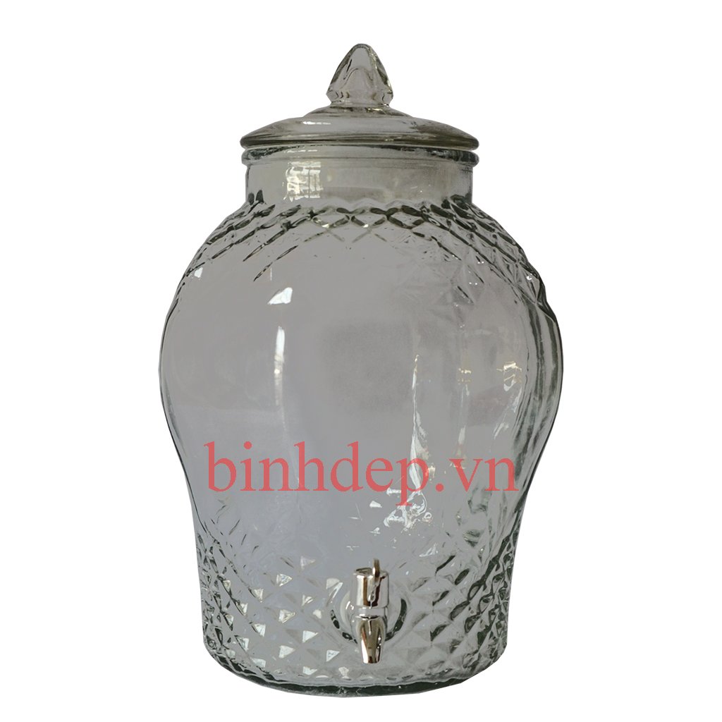 Bình thuỷ tinh ngâm rượu 15 lít có vòi
