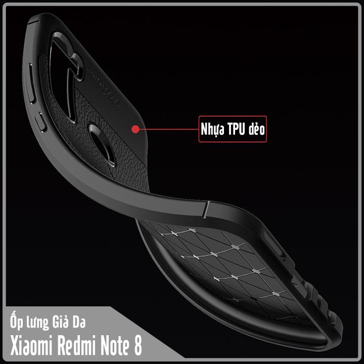Ốp lưng cho Xiaomi Redmi Note 8 Giả da chống sốc Auto Focus