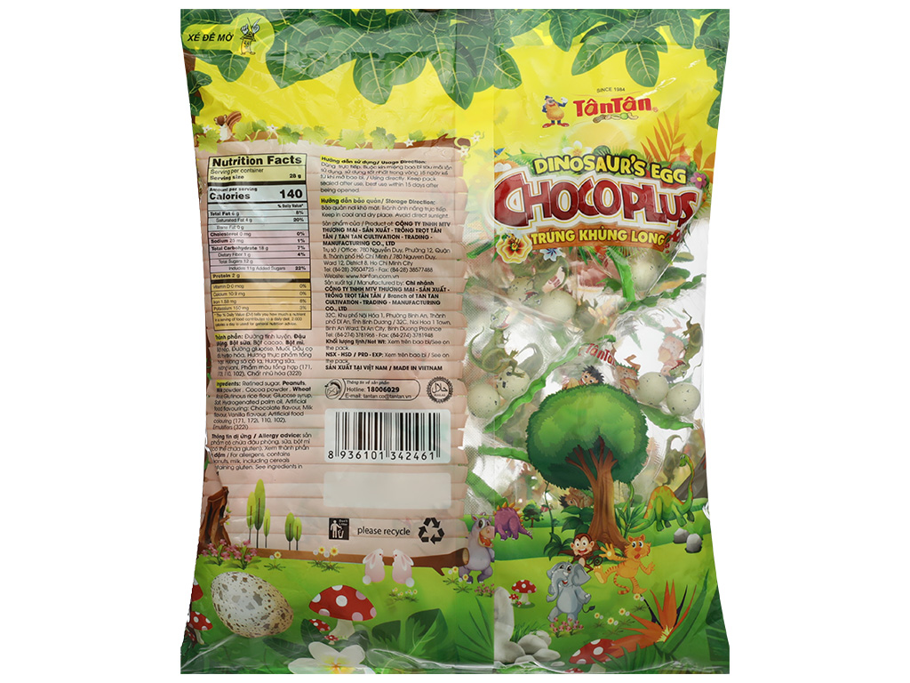 KẸO ĐẬU TRỨNG KHỦNG LONG TÂN TÂN GÓI 96GRB