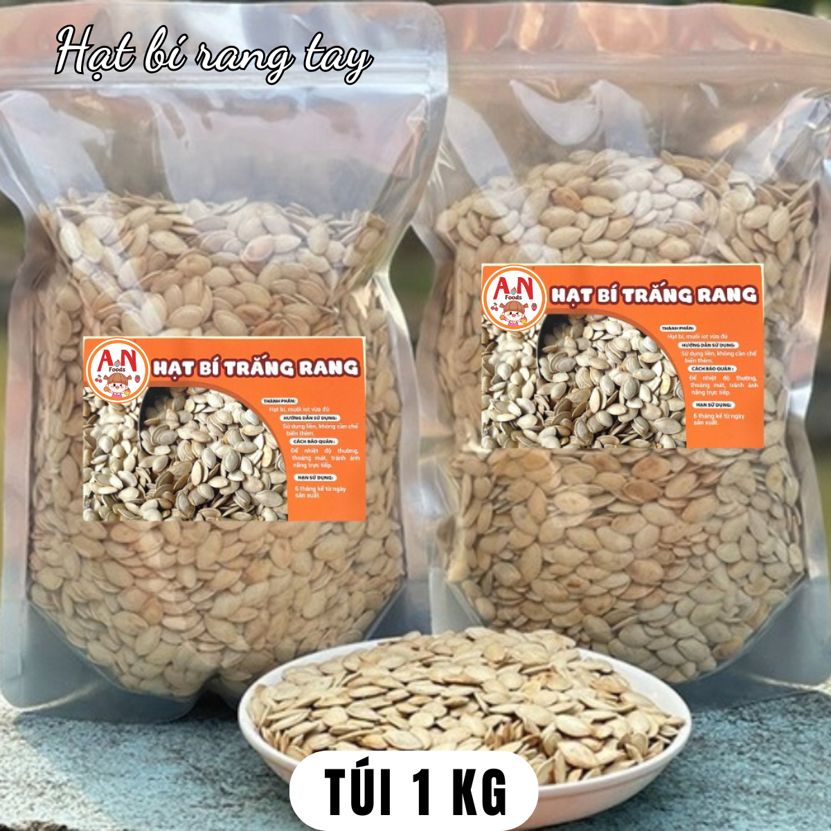 Hạt bí (trắng- rang tay) {Khối lượng tịnh, không tính bao bì}