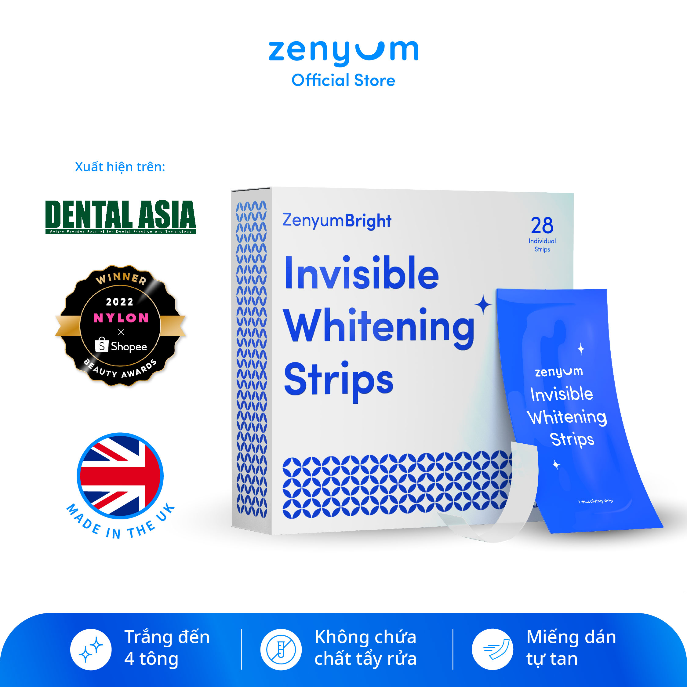 Miếng dán trắng răng ZenyumBright - Hộp 28 miếng lẻ