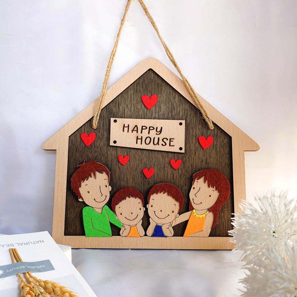 Bảng gỗ decor trang trí NGÔI NHÀ HẠNH PHÚC (bảng gỗ trang trí DNDecor + quà tặng giá 17.000đ)