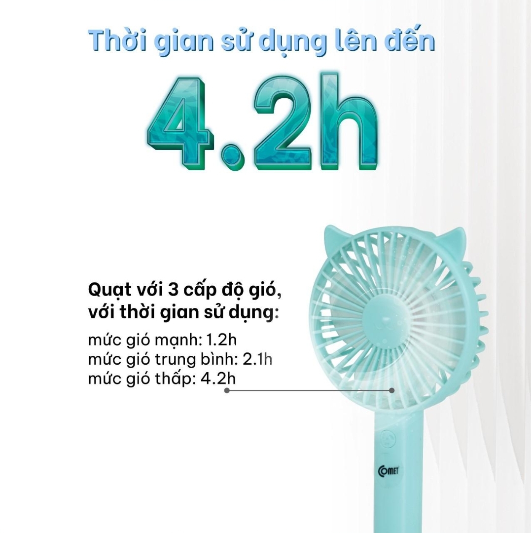 Quạt sạc cầm tay Comet CRF0804, CRF1104