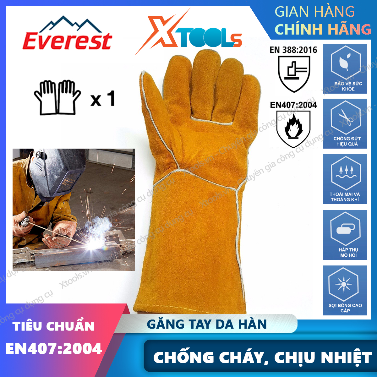 Everest EW14 welding gloves cow leather flame-resistant flame retardant full cotton fleece lined safety gloves