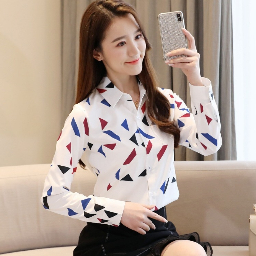 [HCM]Áo sơ mi nữ dài tay họa tiết hình học Mã UTS1Thời Trang Aric_Men Luxury chất vải mềm mịn