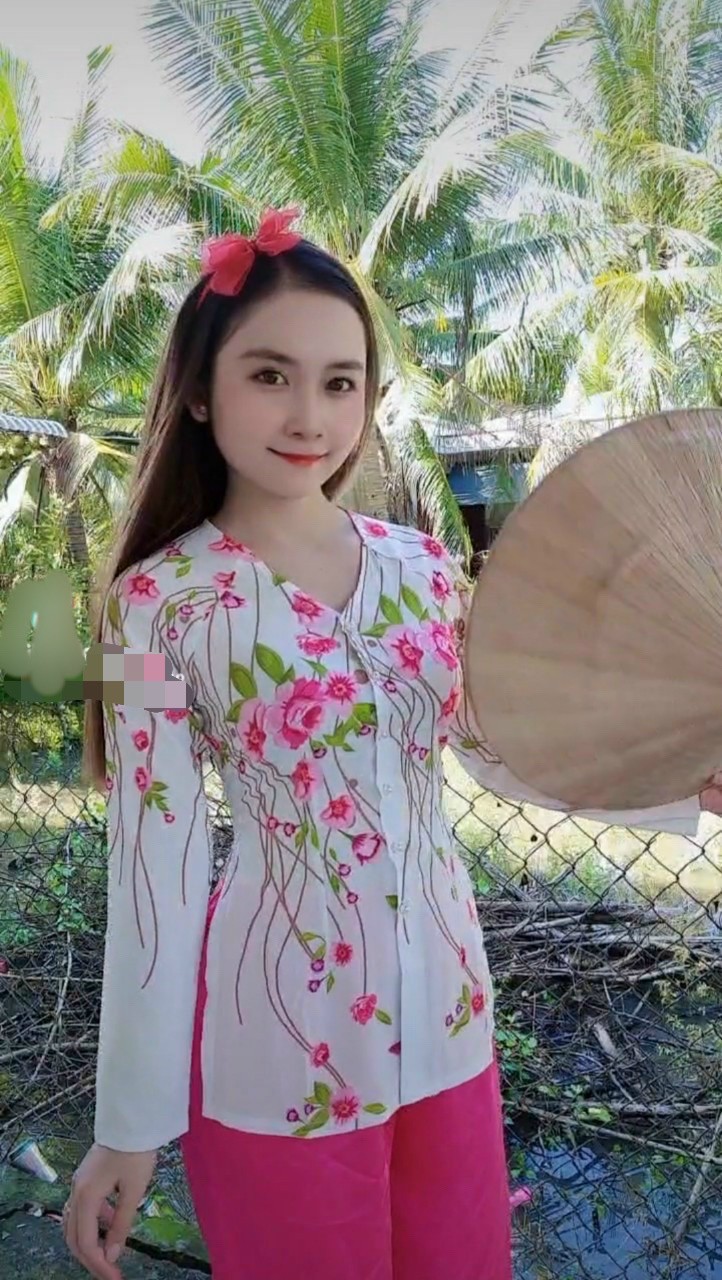 SET BÀ BA LỤA IN HOA ĐÀO XINH