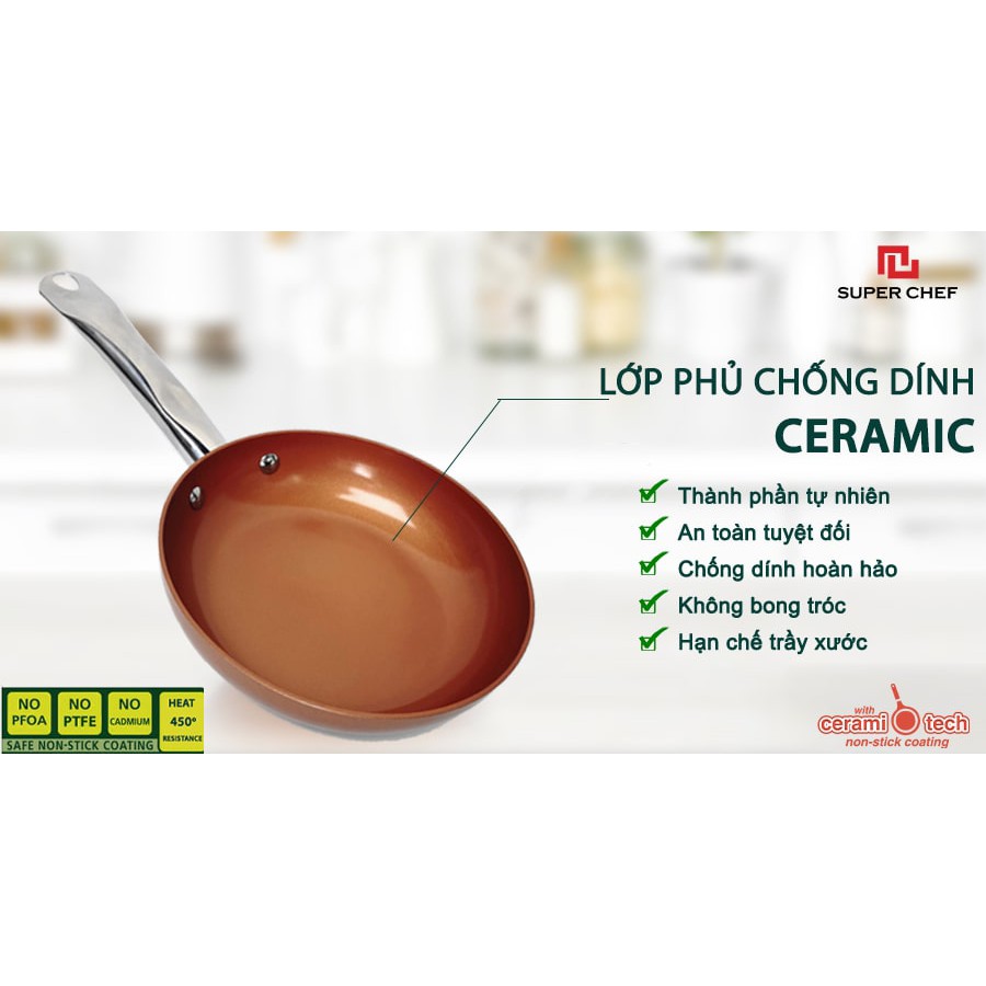 [HCM]CHẢO CHIÊN CHỐNG DÍNH CERAMIC ĐÁY TỪ SUPER CHEF