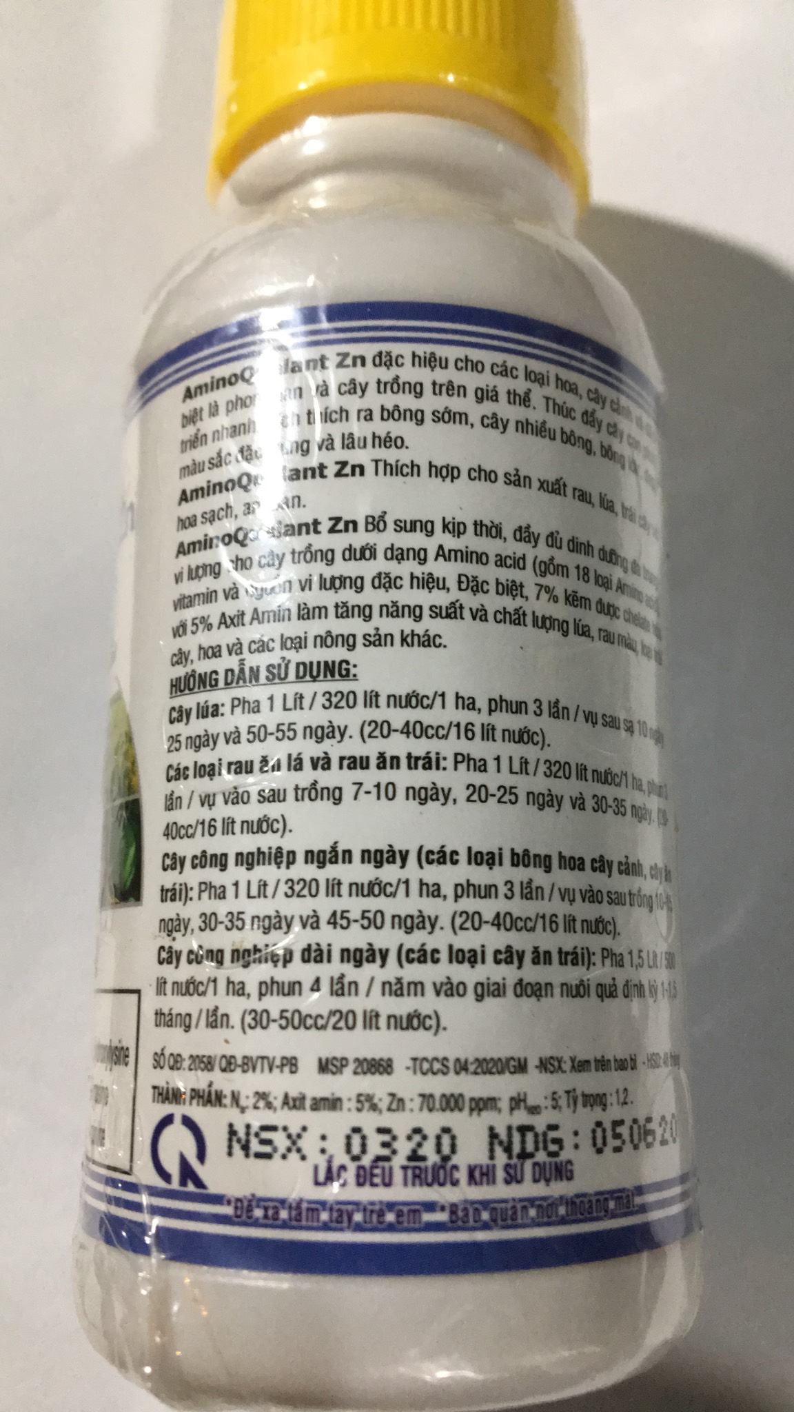 Phân bón lá AMINO QUELANT KẼM (ZN) LỌ 100ML