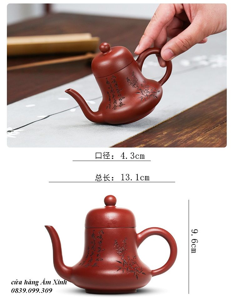 Ấm Tử Sa Nghi Hưng Tư Đình 130 ml (Đại Hồng Bào)