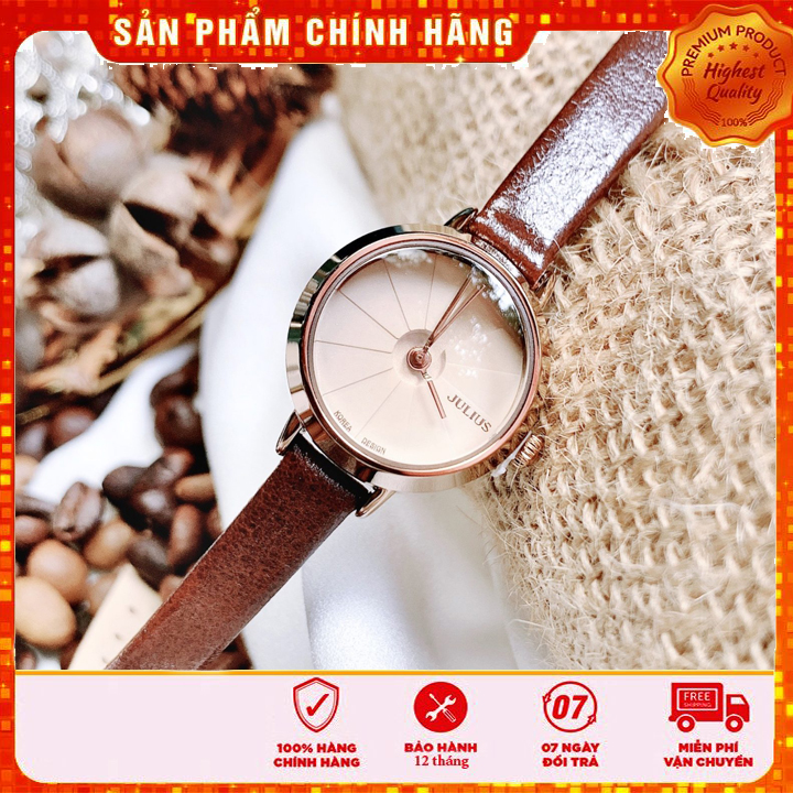 Đồng hồ nữ Julius Hàn Quốc JA-979E dây da (Nâu)