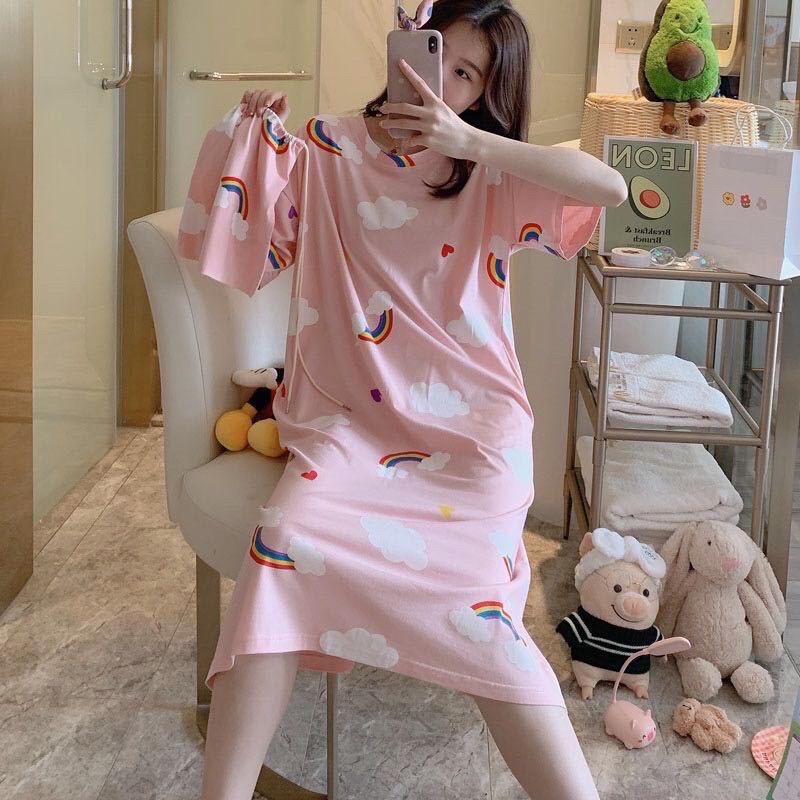 Váy suông chất cotton hoạ tiết dễ thương