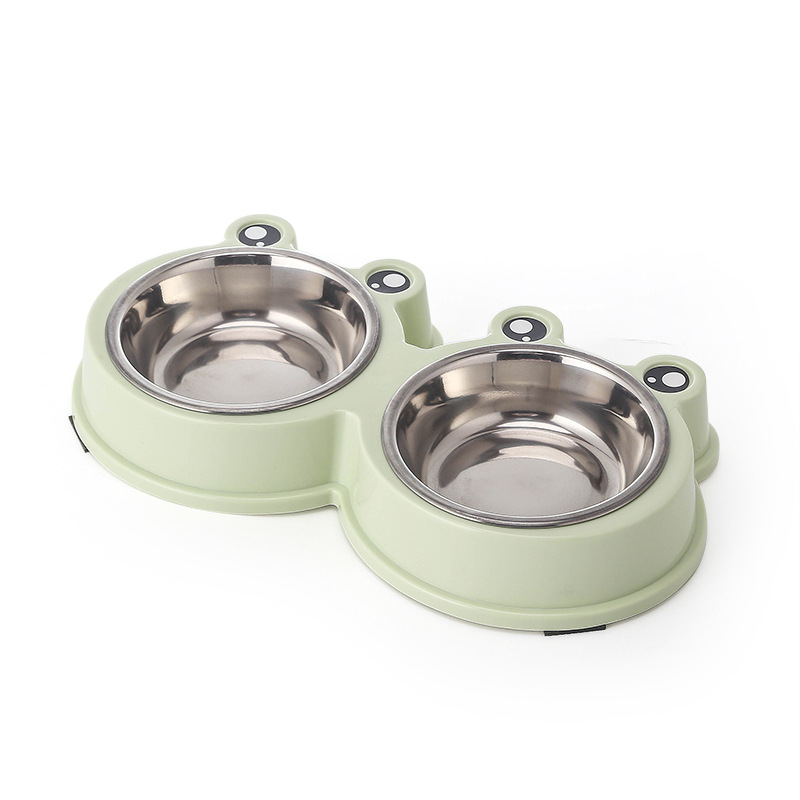 Bát Ăn Đôi Cho Chó Mèo Hình Ếch Có Bát Inox - Mã BABS29