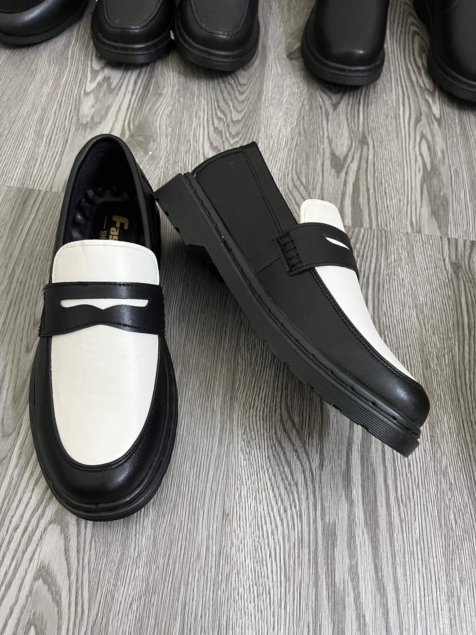 Giày Penny Loafer Black White, Giày Sơn Tùng Đế Đốc Cao Cấp