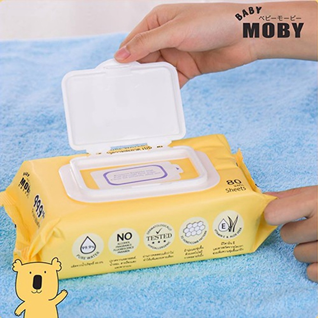 Giấy Ướt Moby Mẫu Mới (Khăn Ướt Tinh Khiết 99.9% Baby Moby) | Minizon Kids