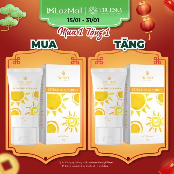 Kem chống nắng chiết xuất nhân sâm Hàn Quốc SPF 50+ PA+++ Truesky Effective Sunscreen 30ml
