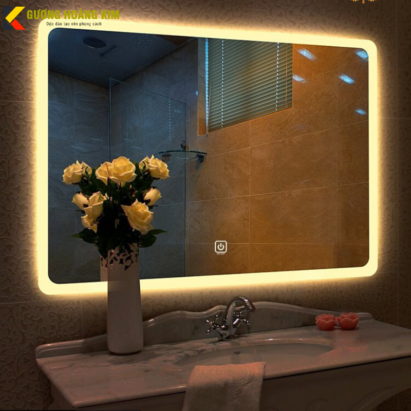Gương phòng tắm có đèn led Gương nhà tắmcảm ứng 3 kèm [phá sương chạm thông minh kích thước 50x70 cm - guonnghoangkim mirror giá rẻ