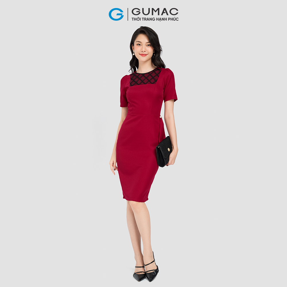 Đầm body GUMAC, đầm body phối nơ bên eo LD0815