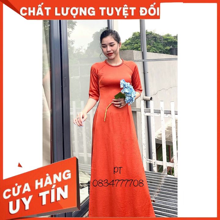 Áo Dài Lụa Tây Thi Cao Cấp Cổ Tròn Tết