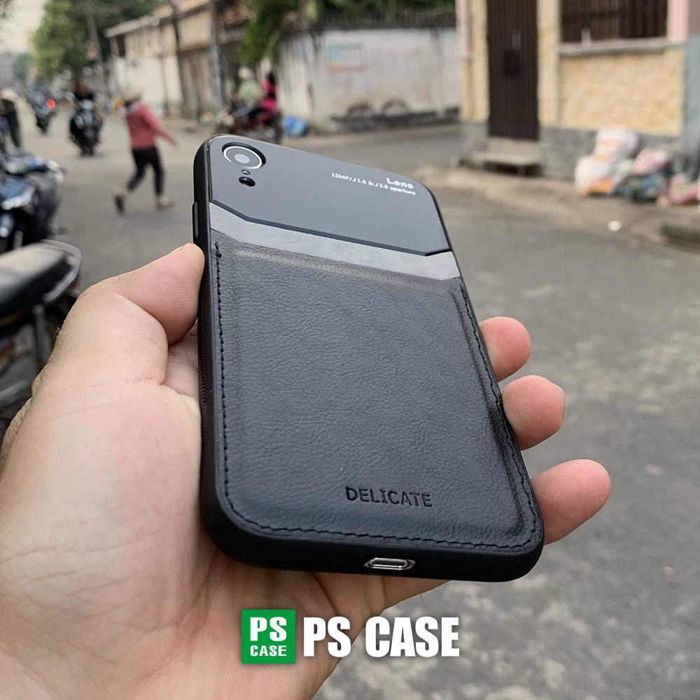 Ốp lưng da kính cao cấp dành cho iPhone XR - Màu đen - PS Case Phân Phối