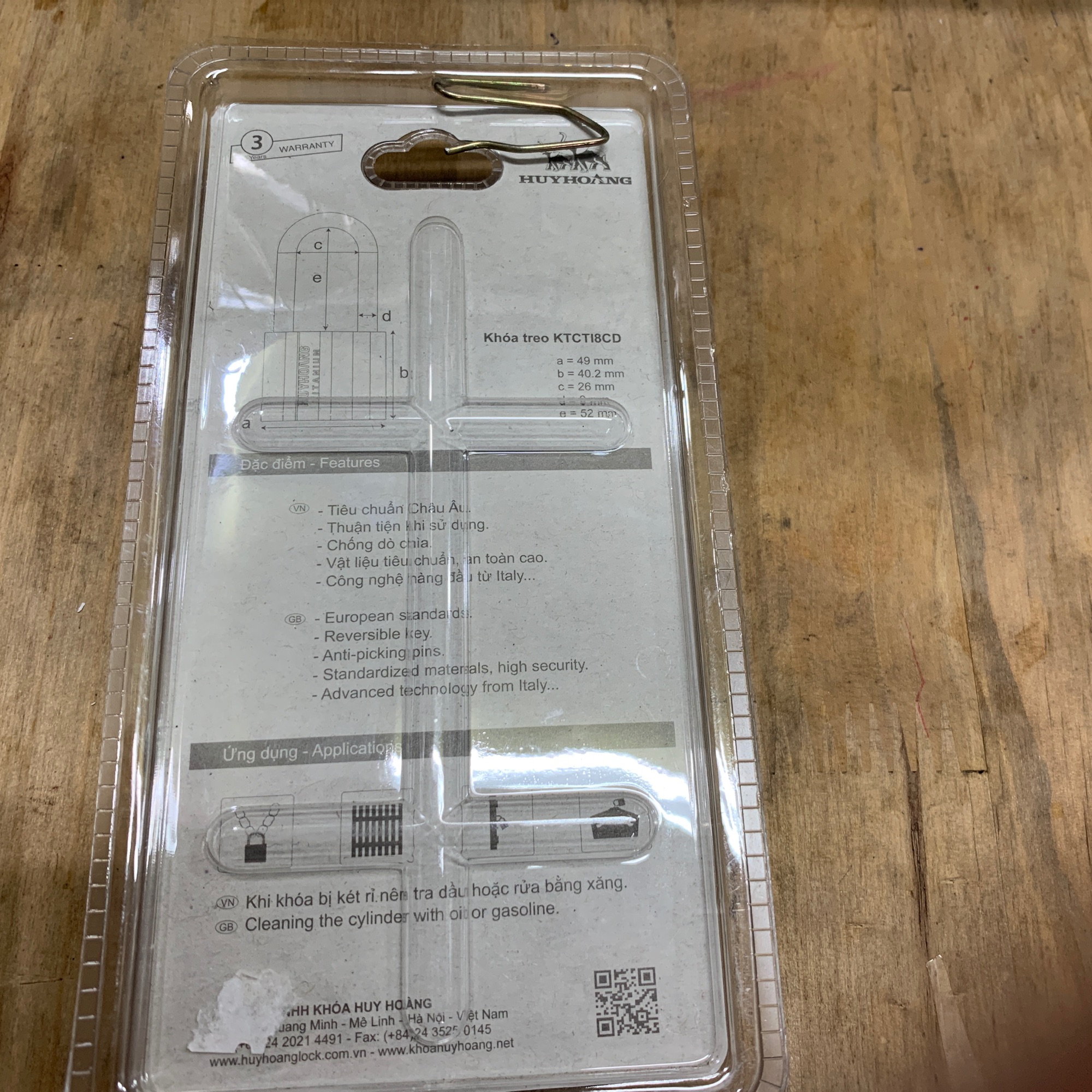 Ổ Khoá Huy Hoàng  Con Voi TITANIUM KTCTI8CD.