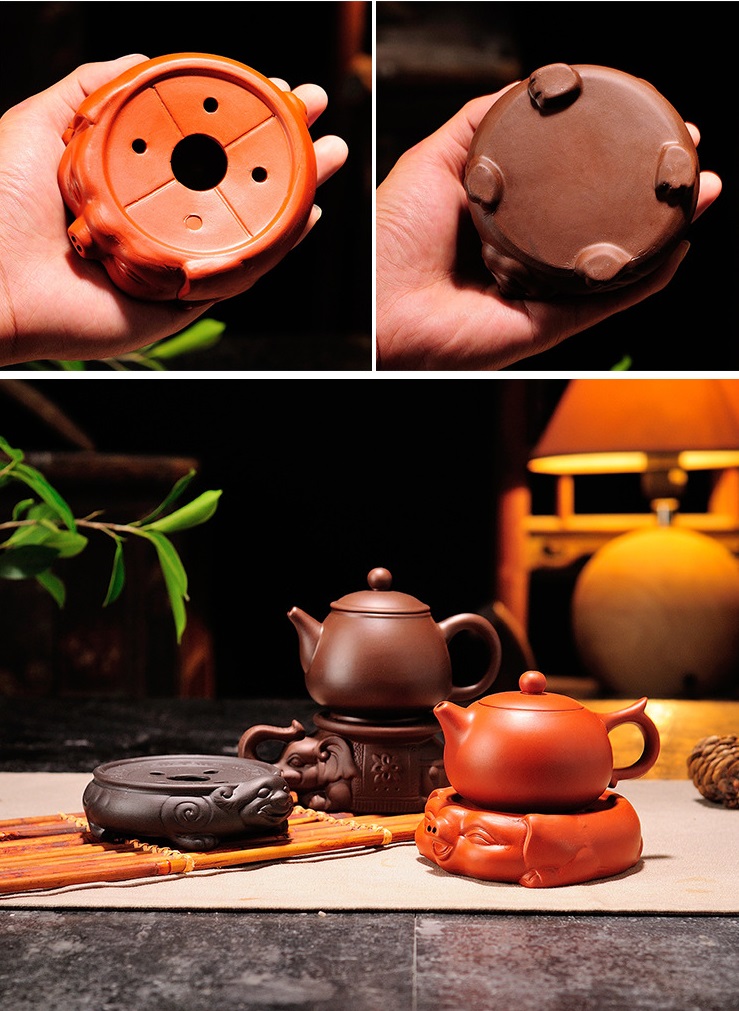 Đôn voi mini cõng ấm trà , chén, chậu bonsai