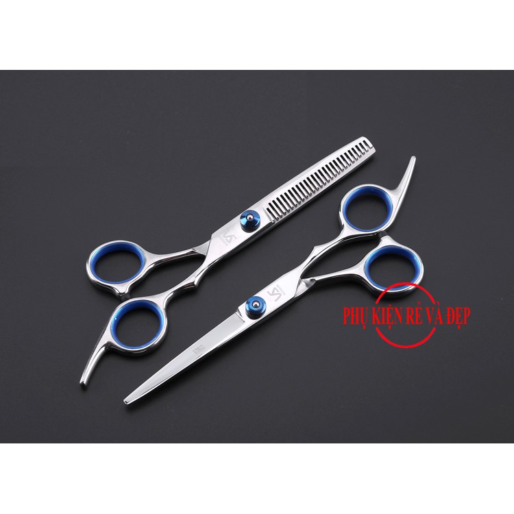 Bộ 2 kéo cắt và tỉa tóc loại tốt (Tay xanh)
