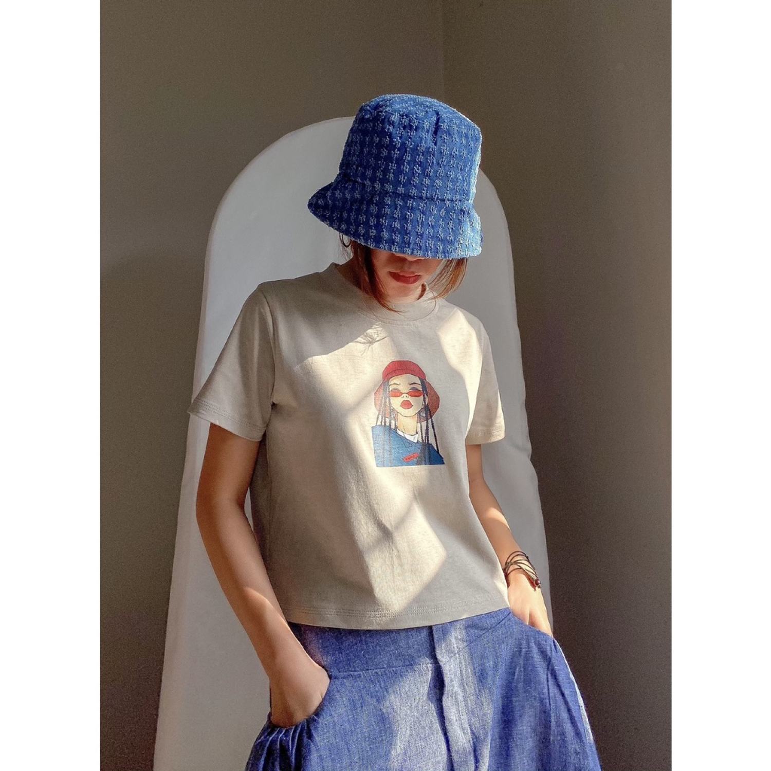 Aó thun nữ cotton dáng xuông
