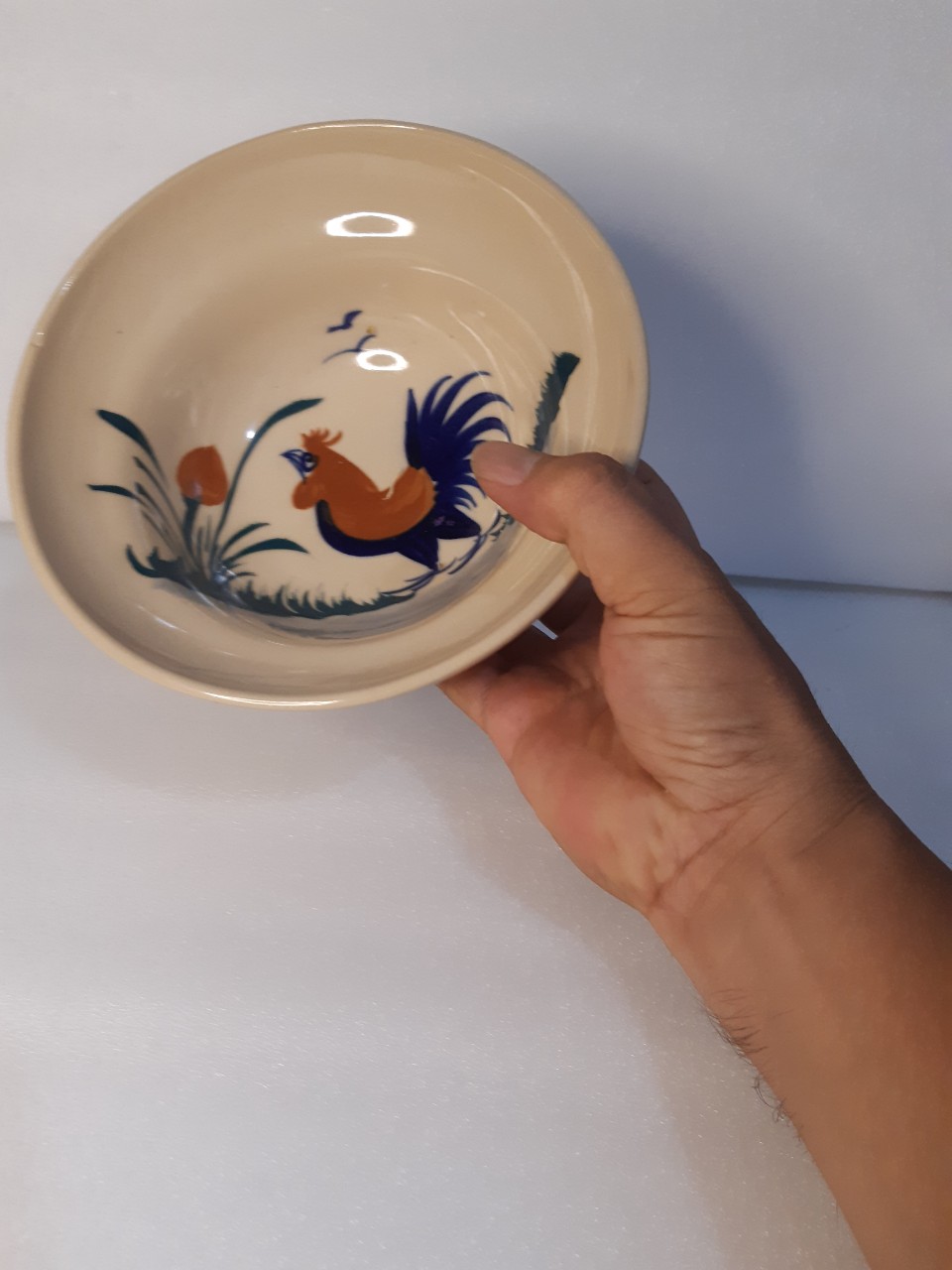 Set 5 tô loe phết xanh bằng sành 16 cm (350ml)