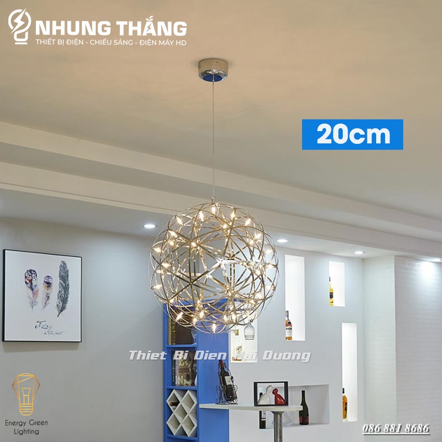 Đèn thả cầu sao kiểu dáng hiện đại, sang trọng phi 200-300 - Ánh sáng vàng - Bảo hành 12 tháng