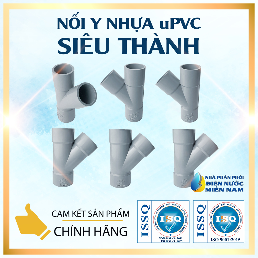 Nối Y Nhựa uPVC Siêu Thành (Phi 21, Phi 27, Phi 34, Phi 42, Phi 49, Phi 60)