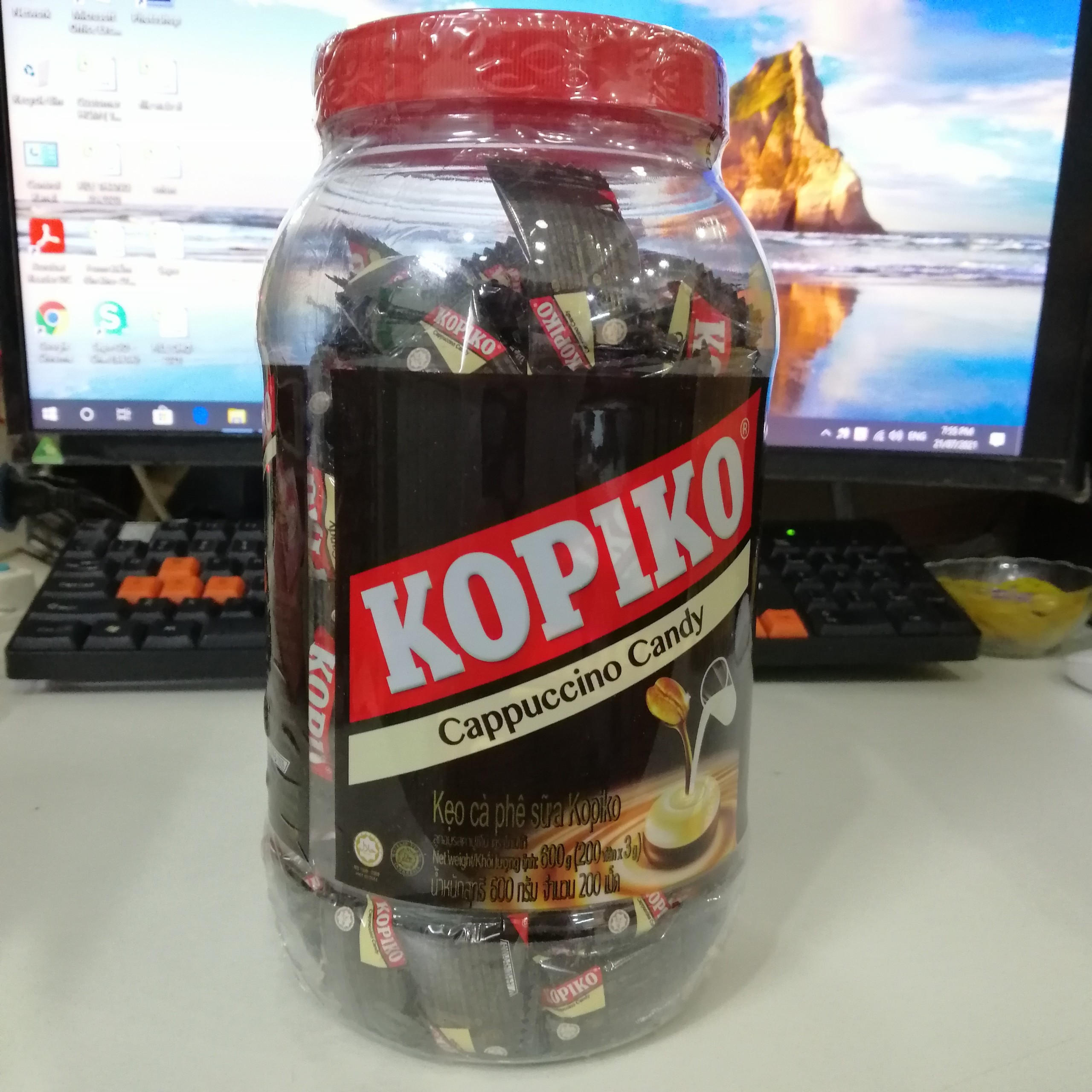 Kẹo Cà Phê Sữa Kopiko Cappuccino Candy (Hủ 560g)